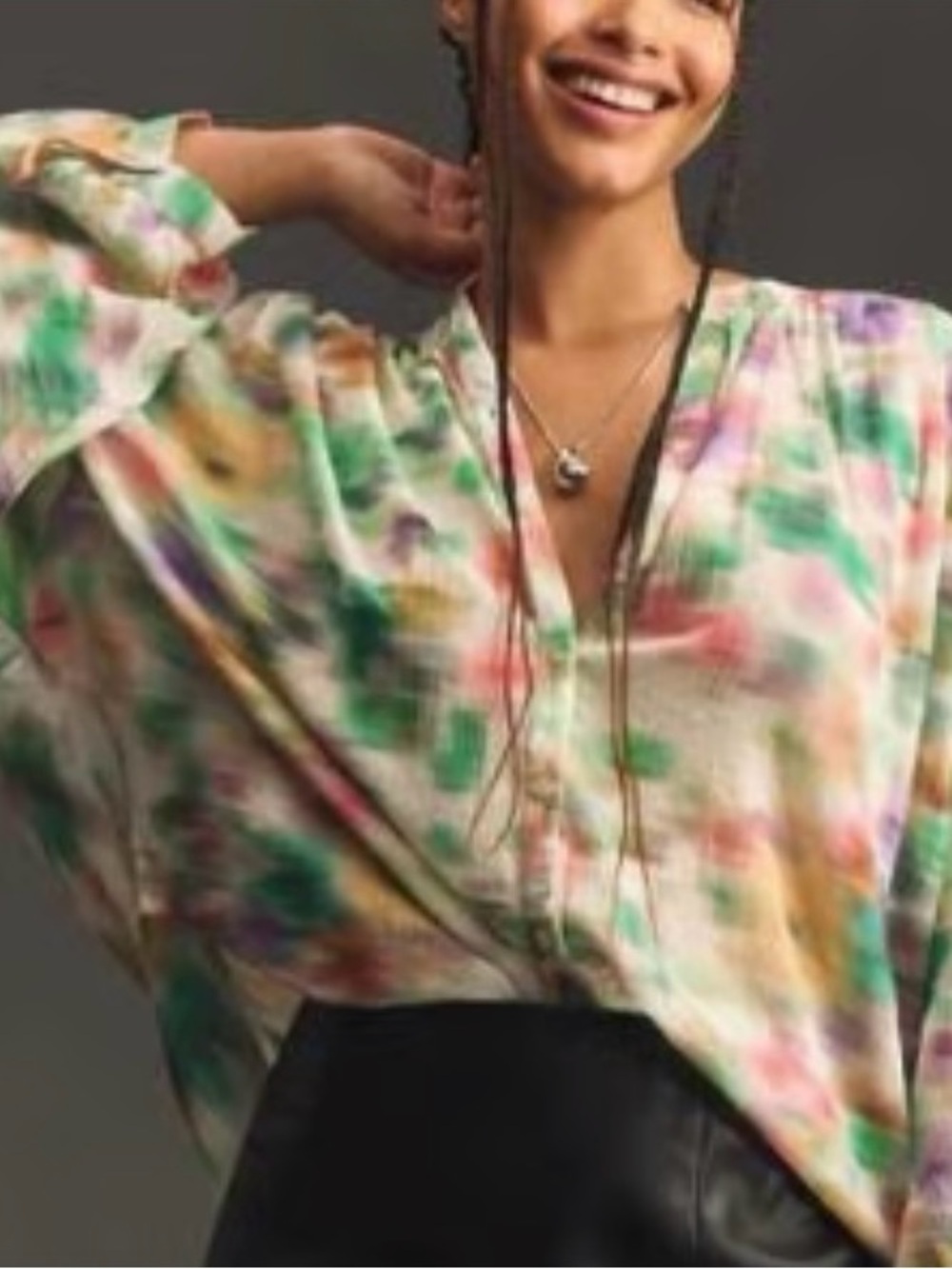 The Sidney Batwing Pilcro from Anthropologie Multicolor V-Neck Blouse